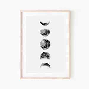 Moon Print, Phases of the Moon, Moon Wall Art, Moon Phases Poster, Digital Download, Lunar Phases, Moon Phase Pictures, Moon Poster,