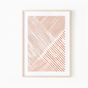 Blush Pink Geometric Lines Art Print: Modern Abstract Wall Decor (Digital Download)