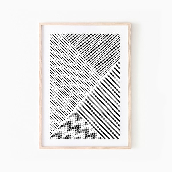 Neutral Bedroom, Black White Print, Monochrome Print, Scandinavian Art, Print Downloadable, Geometric Print, Printable Wall Decor, Line