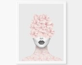 Fashion Wall Art, Fashion Bedroom Art, Lip Print, Blush Pink Wall Art, Pastel Decor, Feminine Decor, Dusty Pink Decor, Pastel Wall Art,