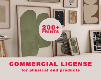 Conjunto de 200 impresiones con licencia comercial / Paquete para toda la tienda / Arte mural moderno / Galería maximalista / Póster imprimible, licencia de producto físico