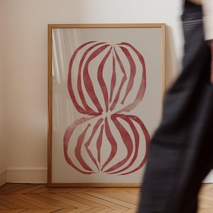 Modern Minimalist Graphic Art, Japandi Style Abstract Art Print, Red Abstract Wall Art Minimalist Red Digital Download Contemporary Wall Art