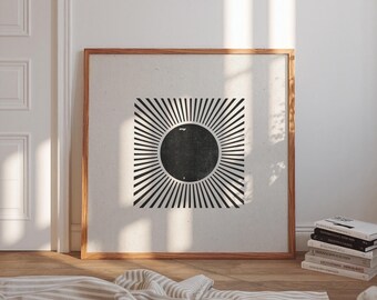 Radial Eclipse Square Art Print, Abstract Funky Wall Art (Digital Download)