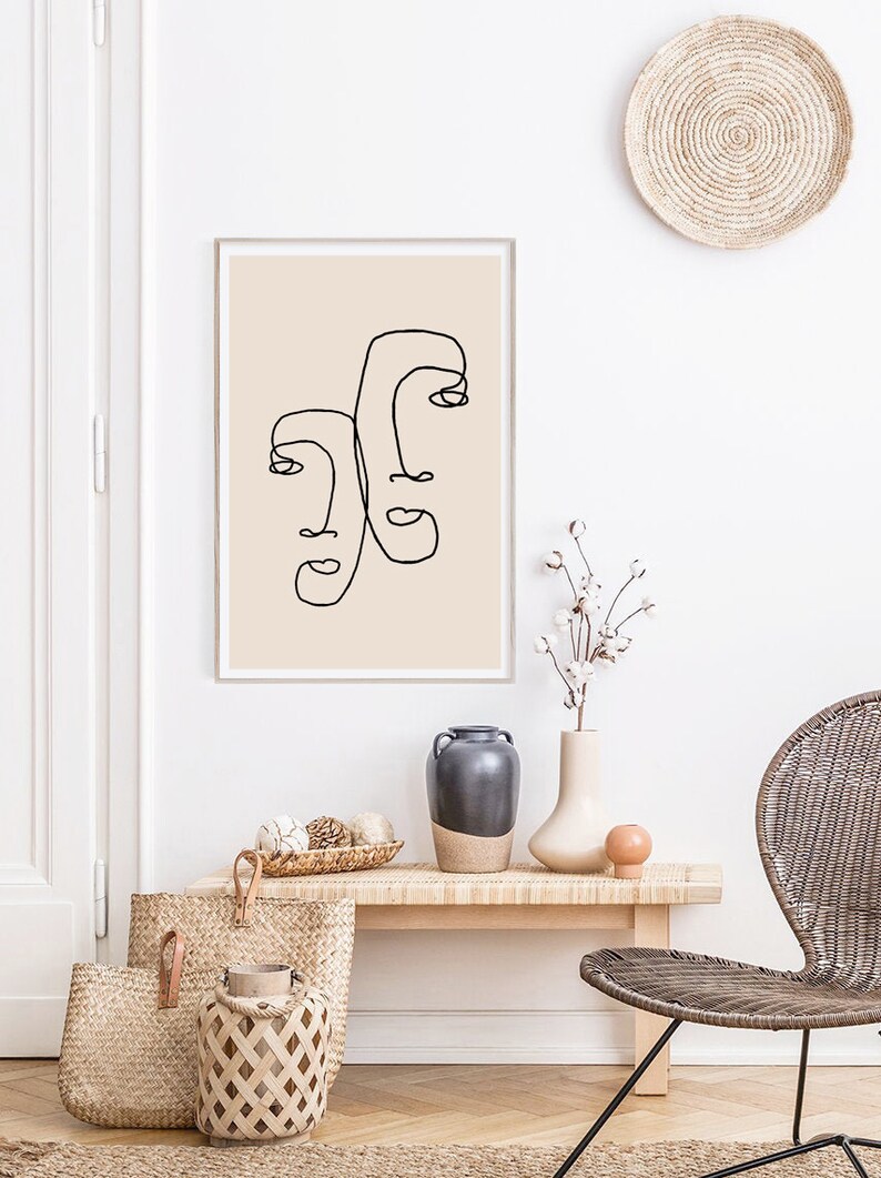 Bedroom Wall Art One Line Drawing Line Drawing Print | Etsy