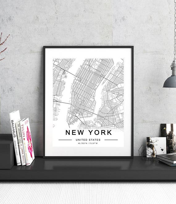 Stampa con cornice New York nero 40x60 cm