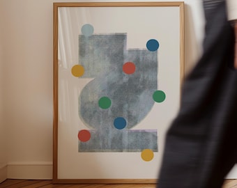 Mid Century Modern Art Print: Abstract Circle Doodle, Scandinavian Wabi Sabi (Instant Download