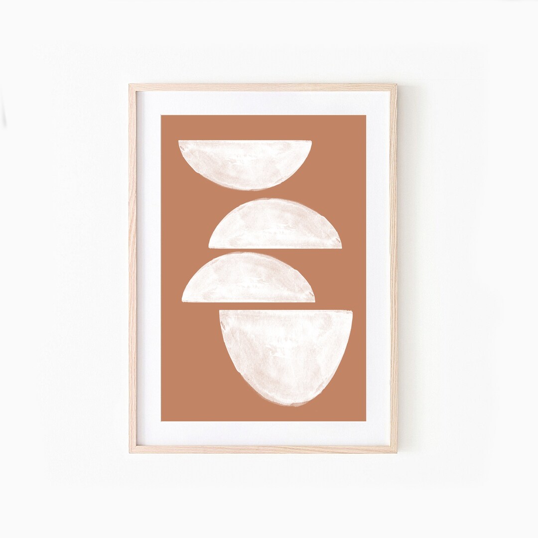 Abstract Terracotta Geometric Art Print: Mid Century Modern (digital ...