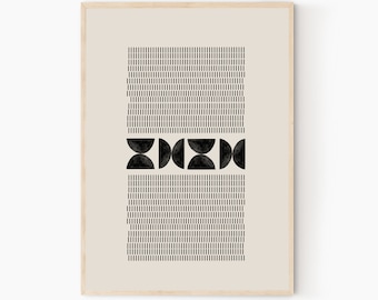 Mid Century Modern, Digital Download, Neutral Color Print, Dorm Wall Art, Beige Cream Paper, Minimalist Artwork, Bohemian Tribal, Geometric