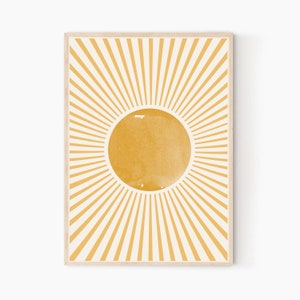 Boho Sun Print, Large Sun Art Print, Shining Art Poster, Abstract Sun rays, Minimalist sun print, Modern Sun Wall Art, Sunburst wall art,