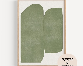 Mid Century Modern Framed Art Print: Sage Green Geometric Gallery Wall Decor