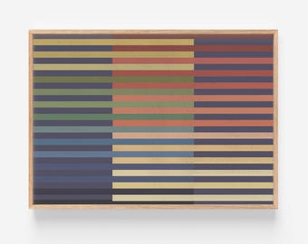 Bauhaus Striped Art Print – Retro Mid-Century Modern Wall Art (Horizontal Stripes)
