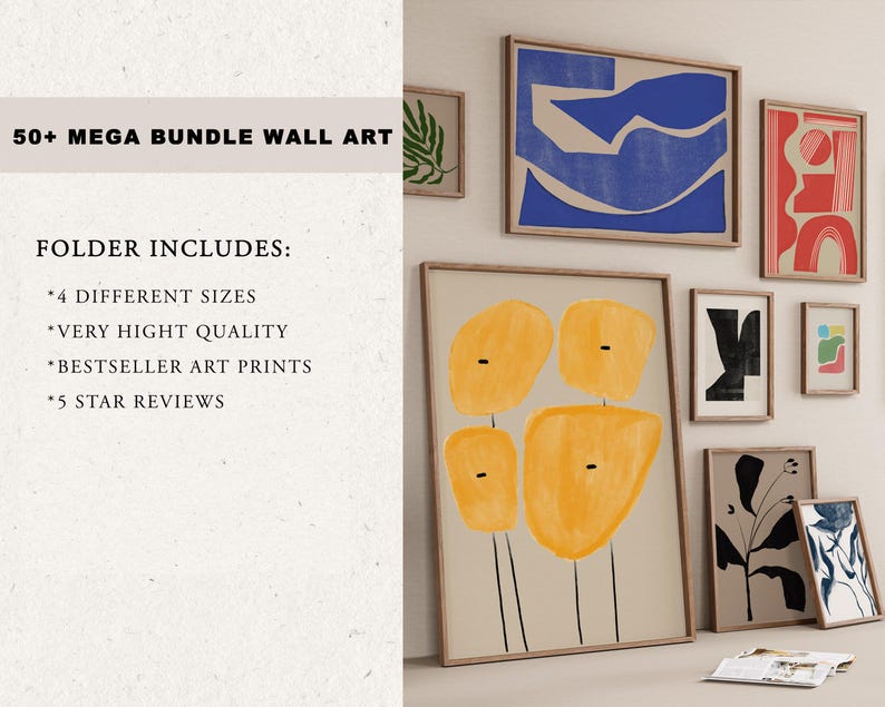 New 50+ Mega Bundle | Floral Wall Art, Modern Rustic Decor, Large Floral Print | Botanical Print, Printable Artwork - Download Wall Art