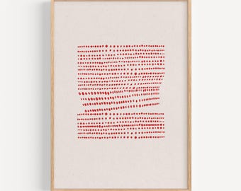 Textured Burgundy Minimalist Art Print: Oak Frame, Japandi Nordic Decor