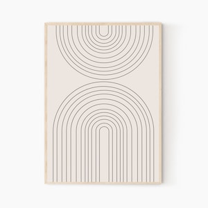 Arch Geometric Print: Beige Minimalist Wall Decor (Digital Download)