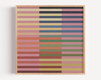 Vertical Divide No 3 Striped Art Print – Retro Bauhaus Wall Decor (Square)