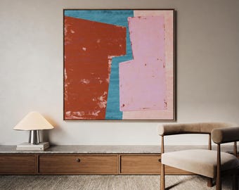Edge Study No 1 Abstract Terracotta Teal Pink Geometric Wall Art Cut Paper Style