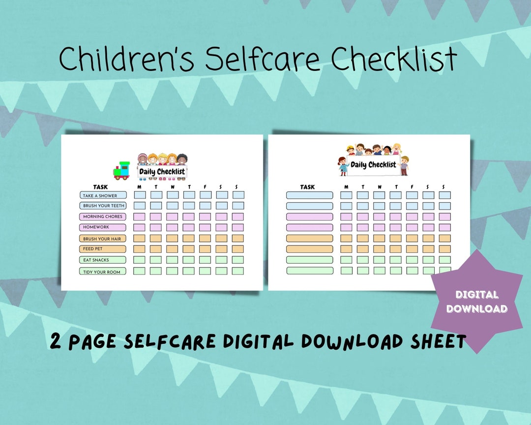 Children's Selfcare Checklist Etsy