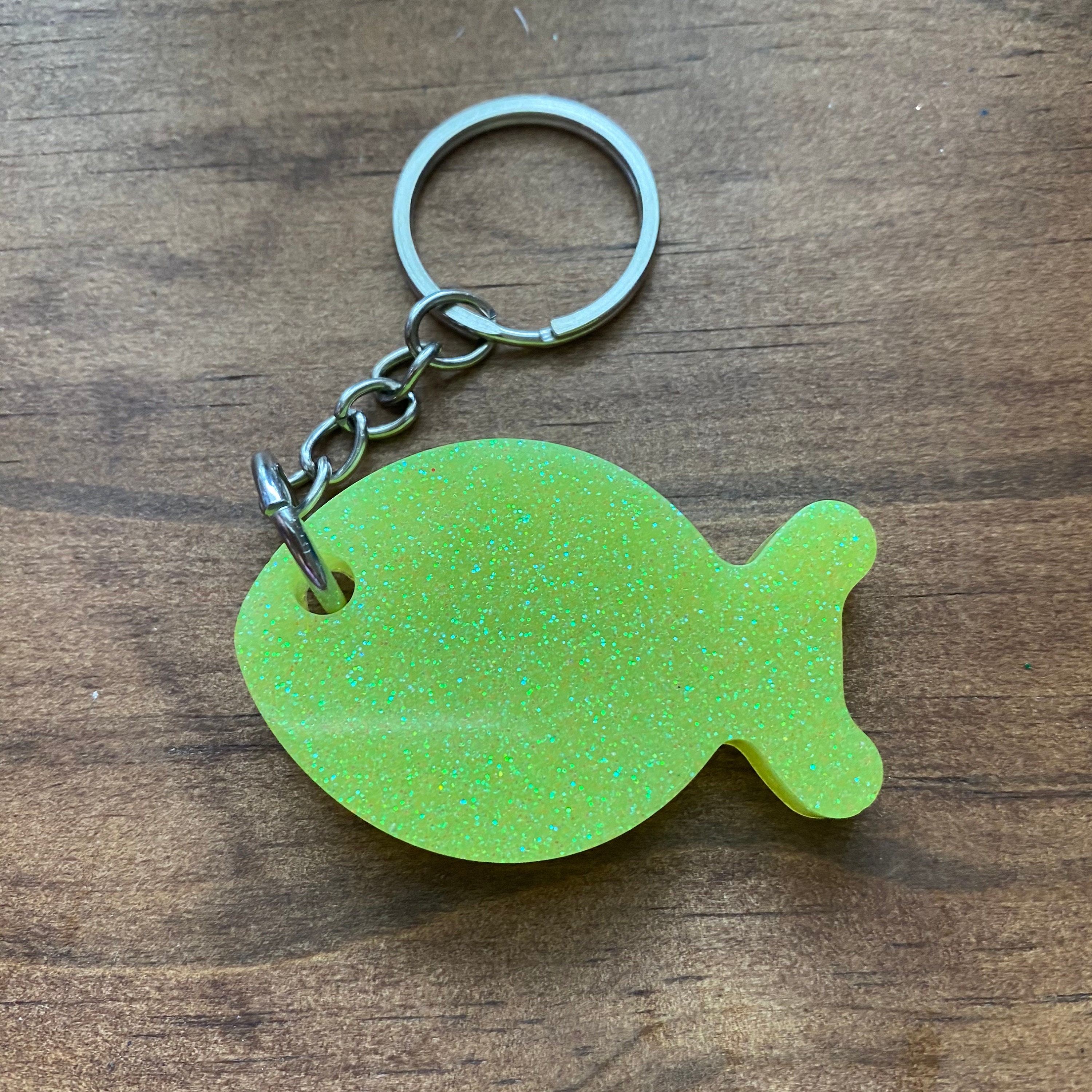 Goldfish Glitter Keychain Etsy