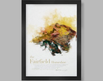 Fairfield Horseshoe in Wainwright's Words - Lake District Poster Print