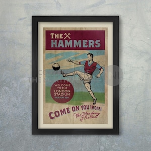 The Hammers, Retro Style West Ham - Football Poster Druck