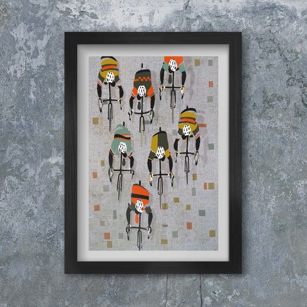 Over The Cobbles - Cycling Poster print