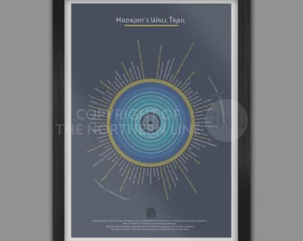 Hadrian's Wall Trail Poster Print - Blue