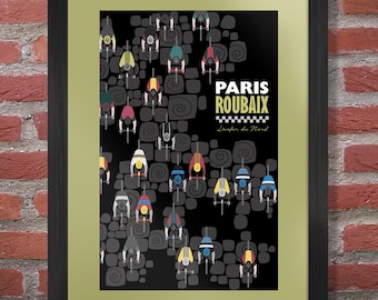 Paris Roubaix Cycling Poster - Retro Style Cycling Artwork