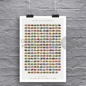 Bagging The 214 Wainwrights  - Lake District Tick List Poster