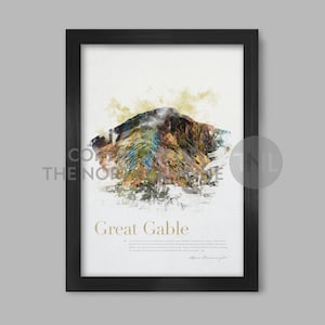 Great Gable in Wainwright&#39;s Words - Lake District Poster Print