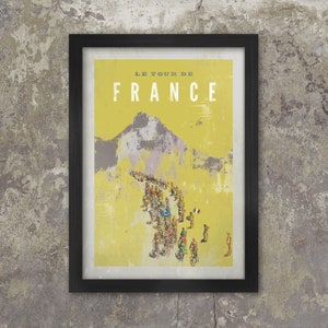 Impresión de póster ciclista del Tour de Francia - Amarillo vintage