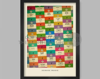 Scouse Music - Liverpool-muziekposterafdruk