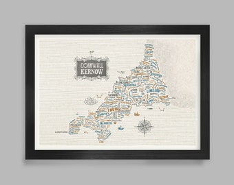 Map of Cornwall - Poster print