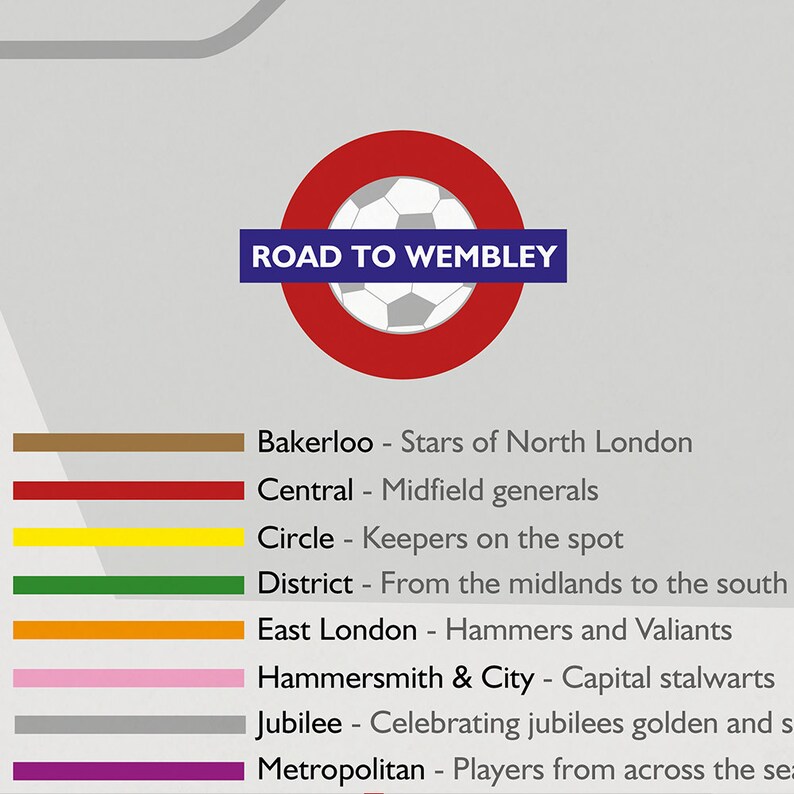 Road to Wembley Football Tube Map Print Etsy UK