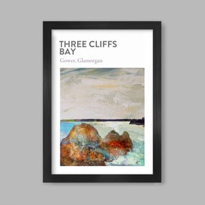 3 Cliffs Bay, Gower-posterafdruk