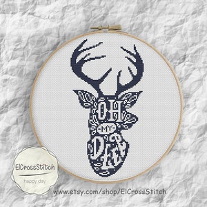Deer cross stitch pattern, Deer quote Counted Cross Stitch, Animals Modern Home Wall Decor, PDF Instant Download, S077