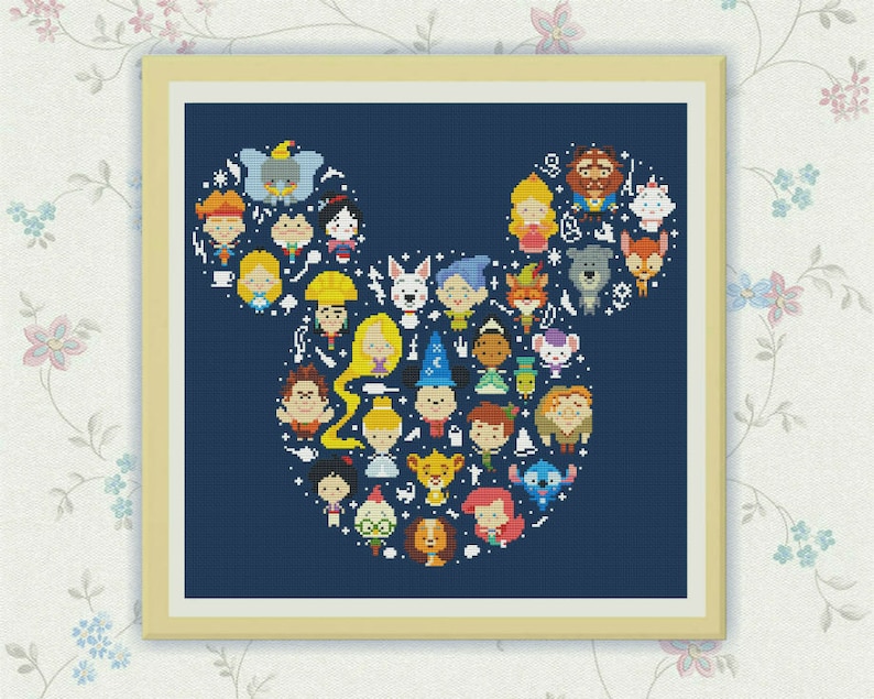 50% OFF SALE,Mini Pixel Cartoon Hero Cross Stitch Pattrn,Mouse Silhouette Chart ,Xstitch pattern Needlework PDF Instant download,S095 image 3