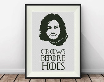 Cross Stitch Pattern, Quote cross stitch, pdf counted cross stitch,Crows Before Hoes , S041