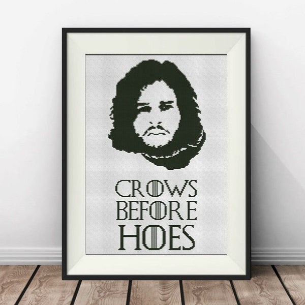 Cross Stitch Pattern, Quote cross stitch, pdf counted cross stitch,Crows Before Hoes , S041