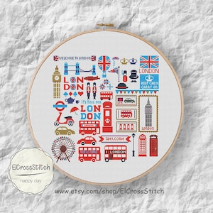 London cross stitch pattern,Little London ,Instant Download,Modern Cross stitch pattern, Needlecraft Embroidery ,PDF , S034