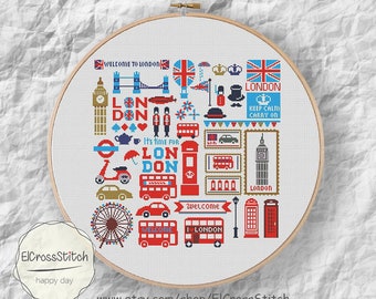 London cross stitch pattern,Little London ,Instant Download,Modern Cross stitch pattern, Needlecraft Embroidery ,PDF , S034