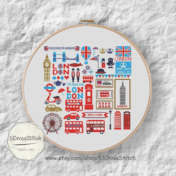 London cross stitch pattern,Little London ,Instant Download,Modern Cross stitch pattern, Needlecraft Embroidery ,PDF , S034