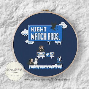 Night Watch Bros Cross Stitch Pattern, Cross Stitch, mari Bros Cross Stitch Pattern,PDF Instant Download,S047