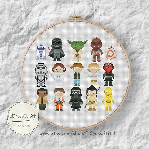 Cross Stitch Pattern, Mini Pixel People Counted Cross Stitch Chart, , PDF Instant Download,S046