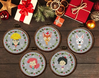 Christmas Mini Pixel Cartoon Hero Cross Stitch Pattern, Christmas ornaments embroidery, Funny christmas cross stitch, Easy Personalized Gift