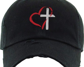 Heart Cross Embroidered Dad Hat