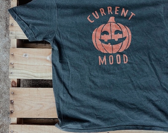 Vintage Halloween Shirt-Current Mood is Halloween, Pumpkin Shirt, Teacher Shirt, Retro Fall Shirt, Fall Trend, Comfort Color Shirt