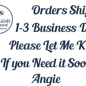 May include: A navy blue graphic with the text "Hibiscus Branch" and the text "Orders Ship in 1-3 Business Days. Please Let Me Know If You Need It Sooner! Angie."