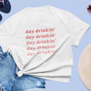 Day Drinking-Comfort Colors Shirt-Brewery Shirt-Winery Outfit-Beach Life-Country Music Shirt-Tailgating Shirt-Hibiscus Branch