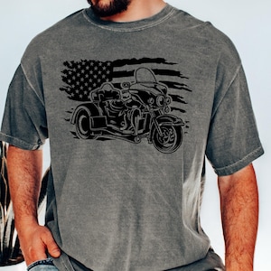 Trike Motorcycle Shirt-Harley Trike Shirt-Ride Free on Three Shirts-Tri Glide Shirts-Gift for Him