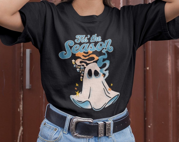Featured listing image: Tis the Season Ghost Halloween Shirt, Vintage Halloween Shirt, Spooky Season Shirt, Comfort Colors Shirt, Retro Halloween, Retro Fall